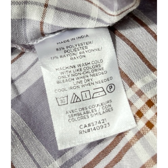 Ann Taylor Loft Plaid Ruffle Trim Long Sleeve Blouse Size Medium Petite - Picture 7 of 9